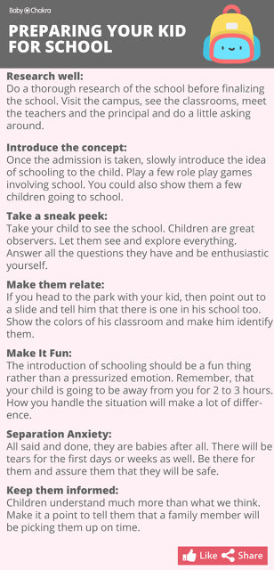 Tips to prepare your kid for school
